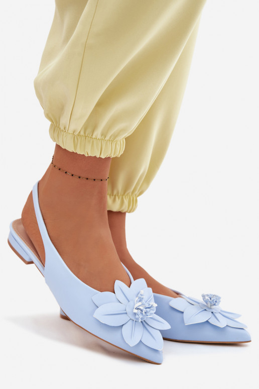 Sandalias de mujer con tacones anchosDekoracyjnym Una flor color azul Telivette