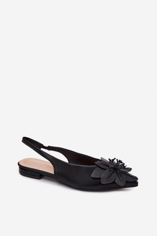 Sandalias de mujer con tacones anchosDekoracyjnym Una flor de color negro Telivette