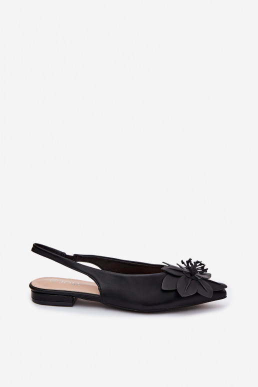 Sandalias de mujer con tacones anchosDekoracyjnym Una flor de color negro Telivette