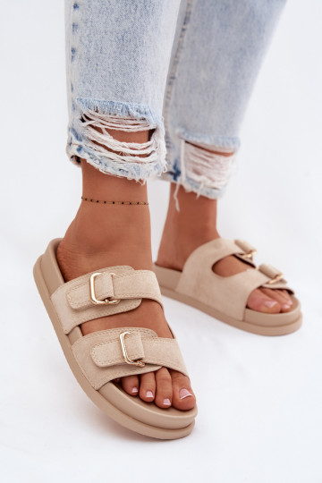 zapatillas de mujer Ze color doradomi con hebillasmi beige Pelorin 2