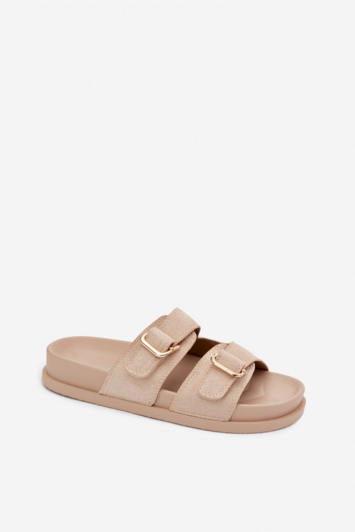 zapatillas de mujer Ze color doradomi con hebillasmi beige Pelorin