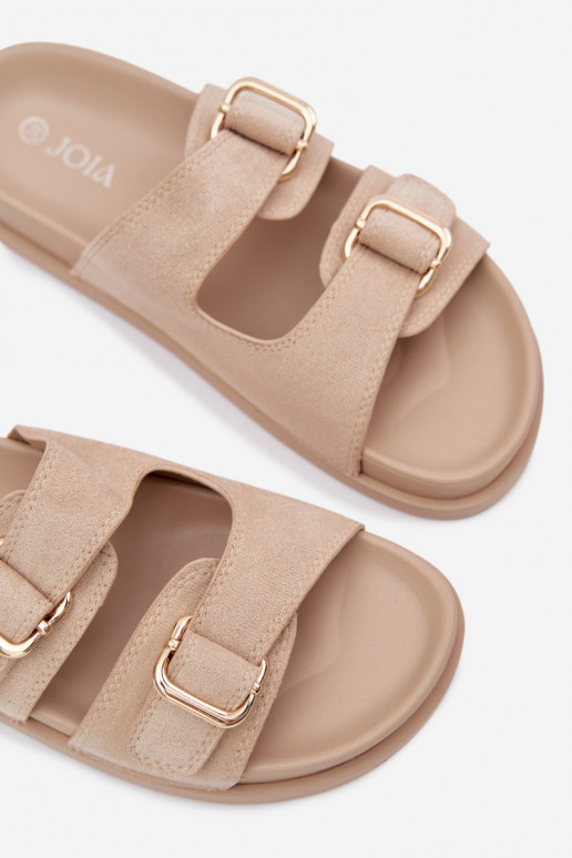 zapatillas de mujer Ze color doradomi con hebillasmi beige Pelorin