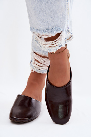 zapatillas de mujer MuleImitacji Skóry isósceles CzekoladoAe Romelle