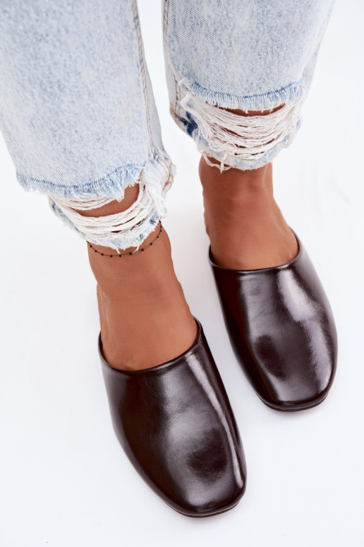 zapatillas de mujer MuleImitacji Skóry isósceles CzekoladoAe Romelle