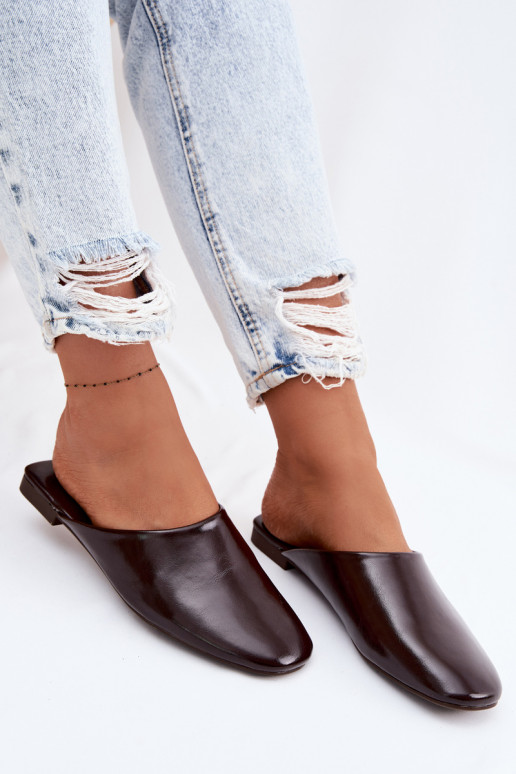 zapatillas de mujer MuleImitacji Skóry isósceles CzekoladoAe Romelle