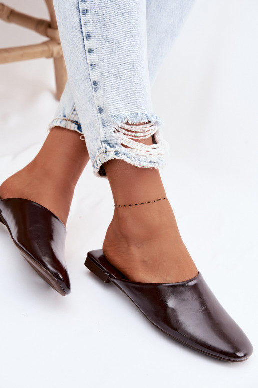 zapatillas de mujer MuleImitacji Skóry isósceles CzekoladoAe Romelle