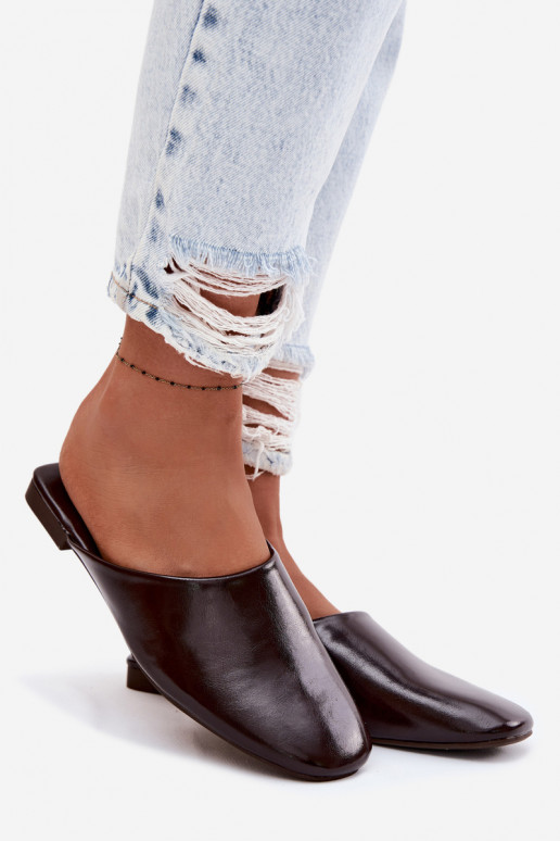 zapatillas de mujer MuleImitacji Skóry isósceles CzekoladoAe Romelle