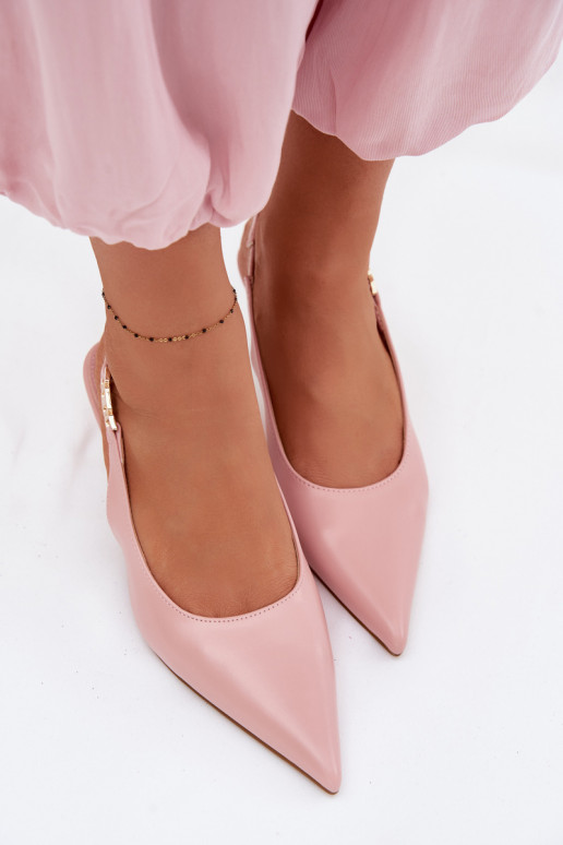 Sandalias de mujerImitacji Skóry con tacones finos color rosa Jelissey