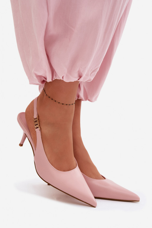 Sandalias de mujerImitacji Skóry con tacones finos color rosa Jelissey