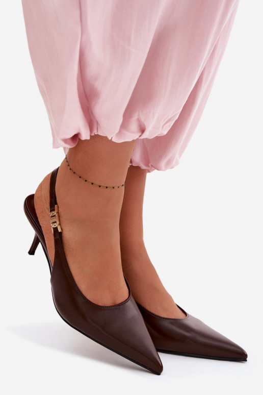 Sandalias de mujerImitacji Skóry con tacones finos CzekoladoAe Jelissey