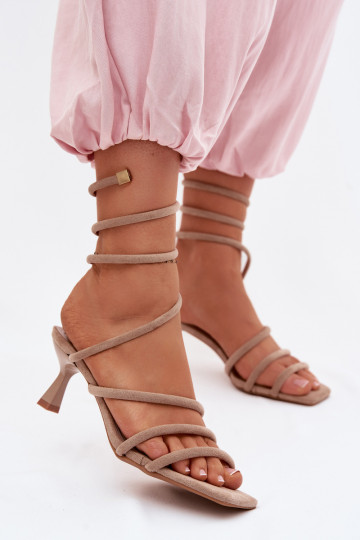 Sandalias de mujer con tacones con rayas beige Samara 2