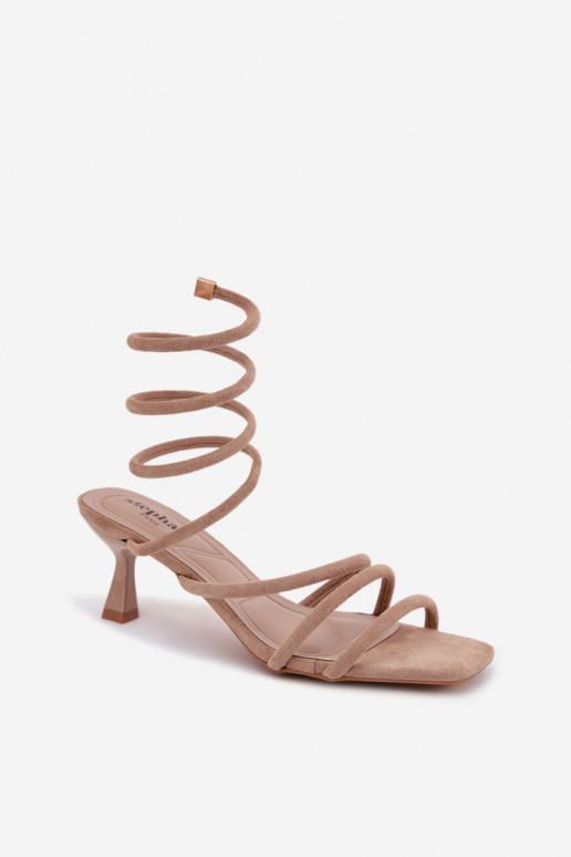 Sandalias de mujer con tacones con rayas beige Samara