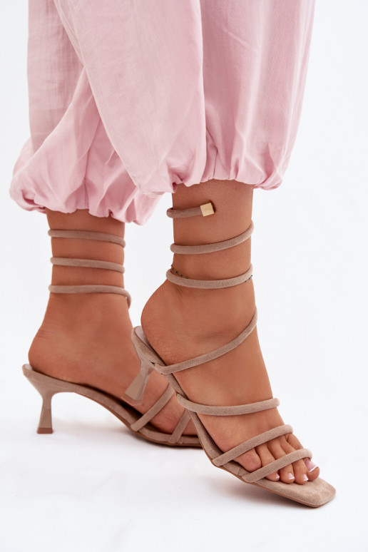 Sandalias de mujer con tacones con rayas beige Samara