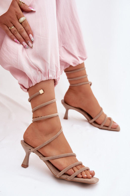 Sandalias de mujer con tacones con rayas beige Samara