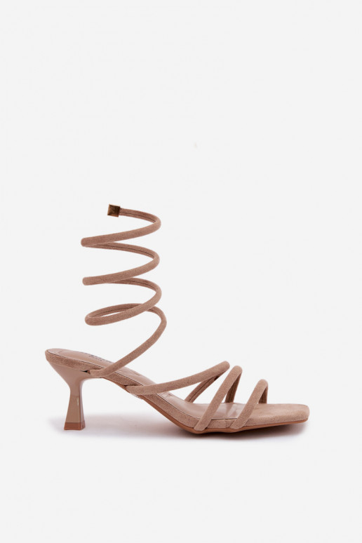 Sandalias de mujer con tacones con rayas beige Samara