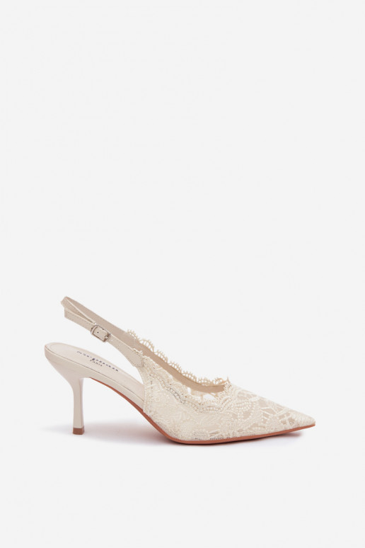 Sandalias con cordones con tacones finos color marfil Carielle