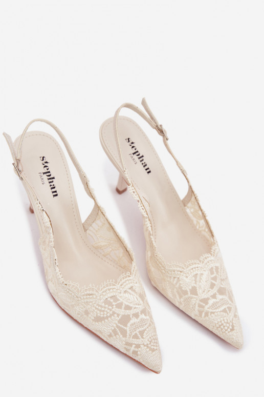 Sandalias con cordones con tacones finos color marfil Carielle