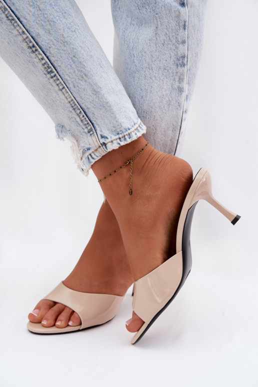 con efecto barniz ZapatillasImitacji Skóry con tacones finos beige Melissea