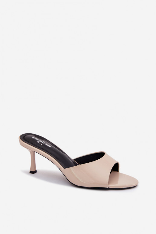 con efecto barniz ZapatillasImitacji Skóry con tacones finos beige Melissea