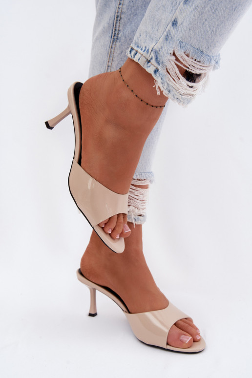 con efecto barniz ZapatillasImitacji Skóry con tacones finos beige Melissea