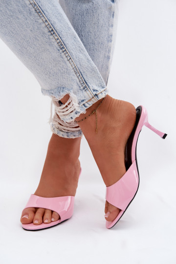 con efecto barniz ZapatillasImitacji Skóry con tacones finos color rosa Melissea 2