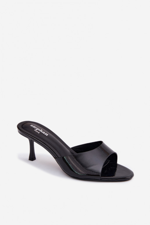 con efecto barniz ZapatillasImitacji Skóry con tacones finos de color negro Melissea