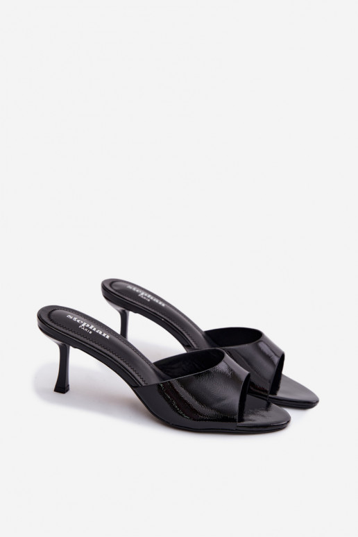 con efecto barniz ZapatillasImitacji Skóry con tacones finos de color negro Melissea