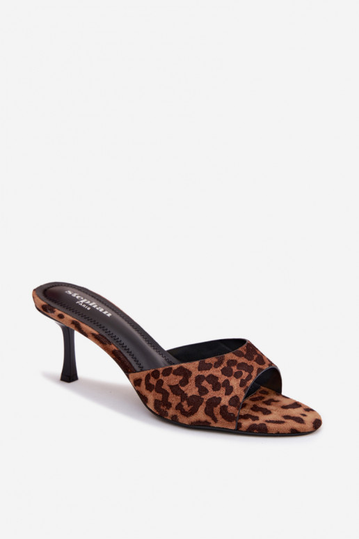 ZapatillasImitacji de gamuzau con tacones finos con estampados de piel de leopardo Melissea