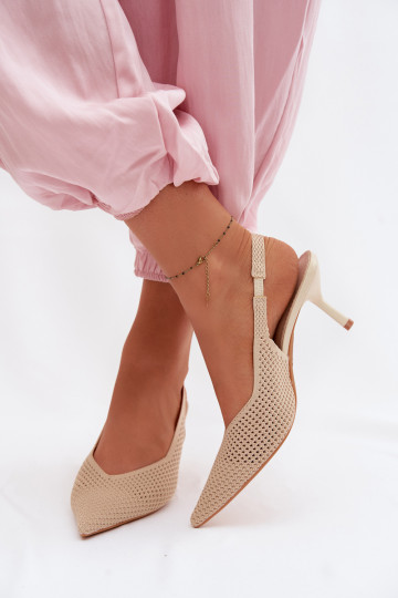 Sandalias de mujerredgo Tiene queterialu con tacones finos beige Emiliana