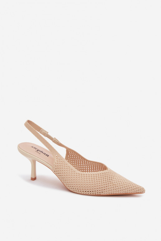 Sandalias de mujerredgo Tiene queterialu con tacones finos beige Emiliana