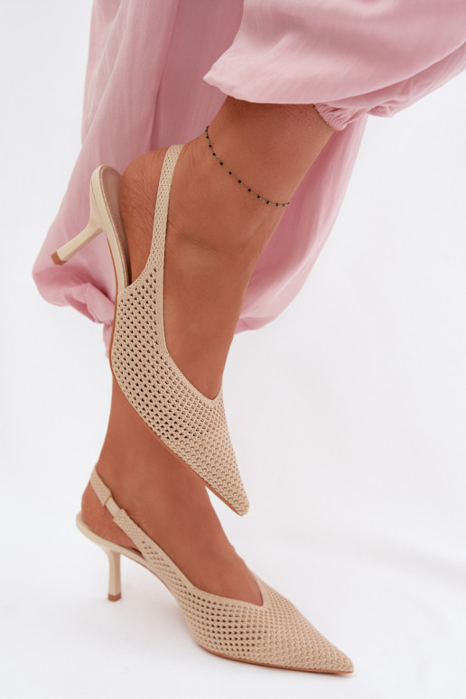 Sandalias de mujerredgo Tiene queterialu con tacones finos beige Emiliana