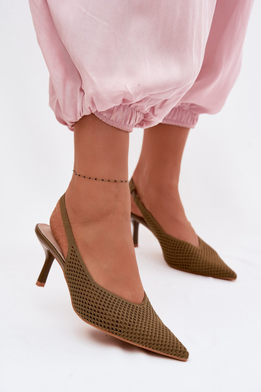 Sandalias de mujerredgo Tiene queterialu con tacones finos color verde Emiliana