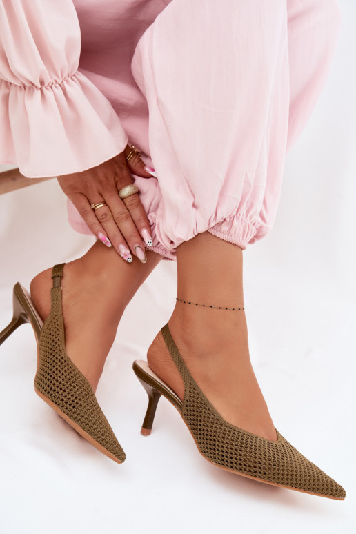 Sandalias de mujerredgo Tiene queterialu con tacones finos color verde Emiliana