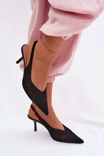 Sandalias de mujerredgo Tiene queterialu con tacones finos de color negro Emiliana