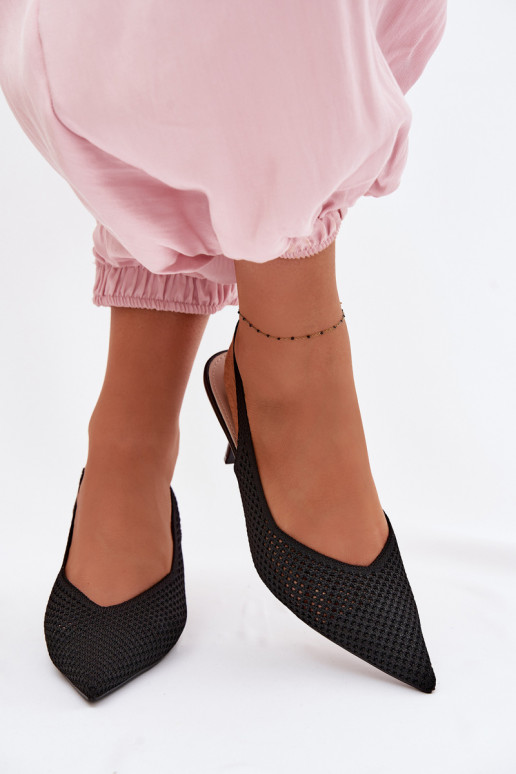 Sandalias de mujerredgo Tiene queterialu con tacones finos de color negro Emiliana