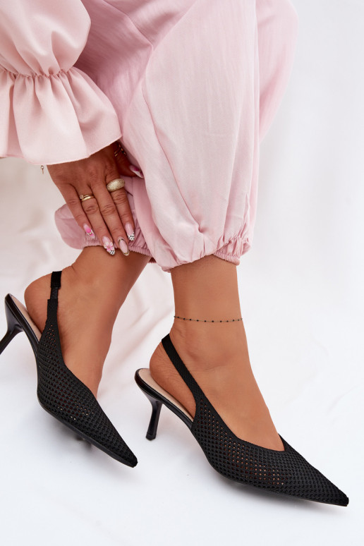 Sandalias de mujerredgo Tiene queterialu con tacones finos de color negro Emiliana