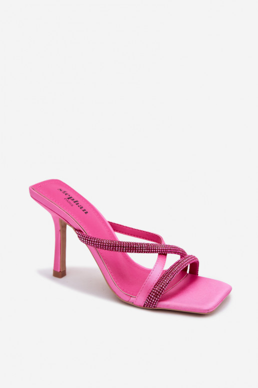 zapatillas de mujer con tacones finos Tiras con ojos centelleantes color rosa Karima