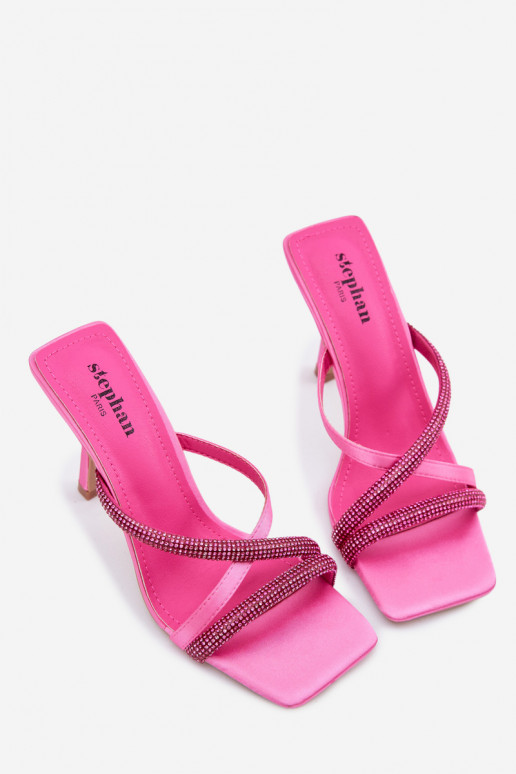 zapatillas de mujer con tacones finos Tiras con ojos centelleantes color rosa Karima