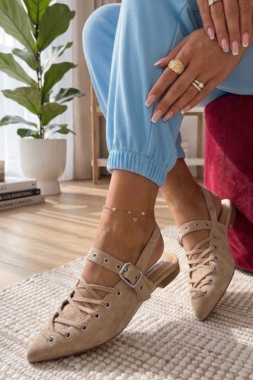 Beżowe Balerinki Z Odkrytą...
