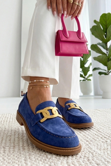 Mocasines azules con hebilla decorativa Leopoldyna 2