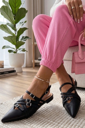 Bailarinas negras con talón...