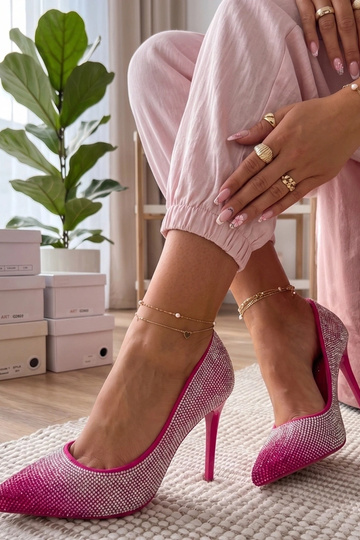Tacones rosas con circonitas Faustyna 2