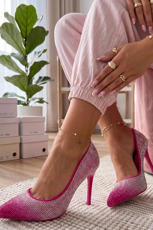 Tacones rosas con circonitas Faustyna