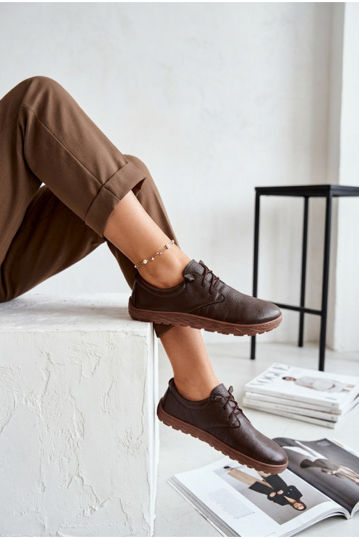 Zapatos de piel para mujer Barefoot Zazoo 10189 color chocolate