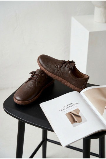 Zapatos de piel para mujer Barefoot Zazoo 10189 color chocolate 2