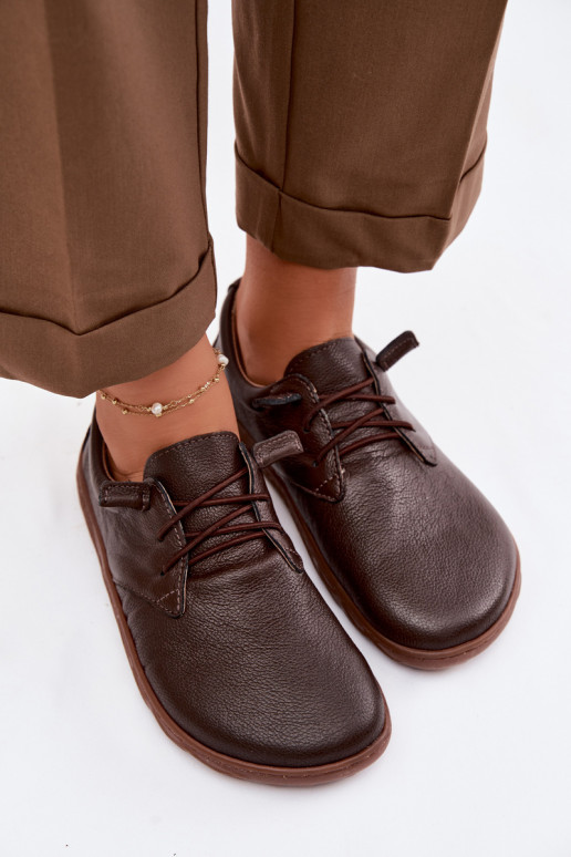 Zapatos de piel para mujer Barefoot Zazoo 10189 color chocolate