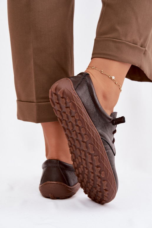 Zapatos de piel para mujer Barefoot Zazoo 10189 color chocolate