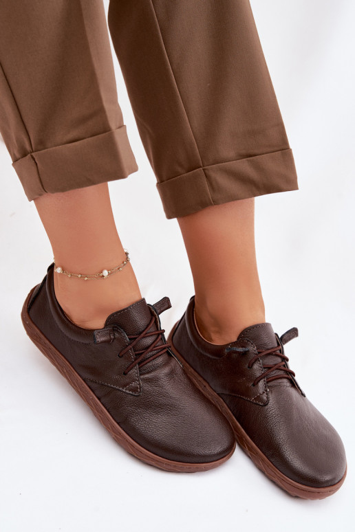 Zapatos de piel para mujer Barefoot Zazoo 10189 color chocolate