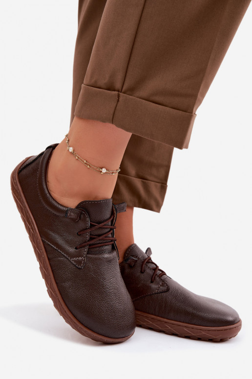 Zapatos de piel para mujer Barefoot Zazoo 10189 color chocolate