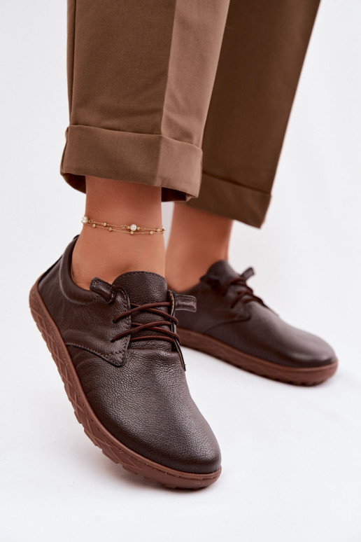 Zapatos de piel para mujer Barefoot Zazoo 10189 color chocolate